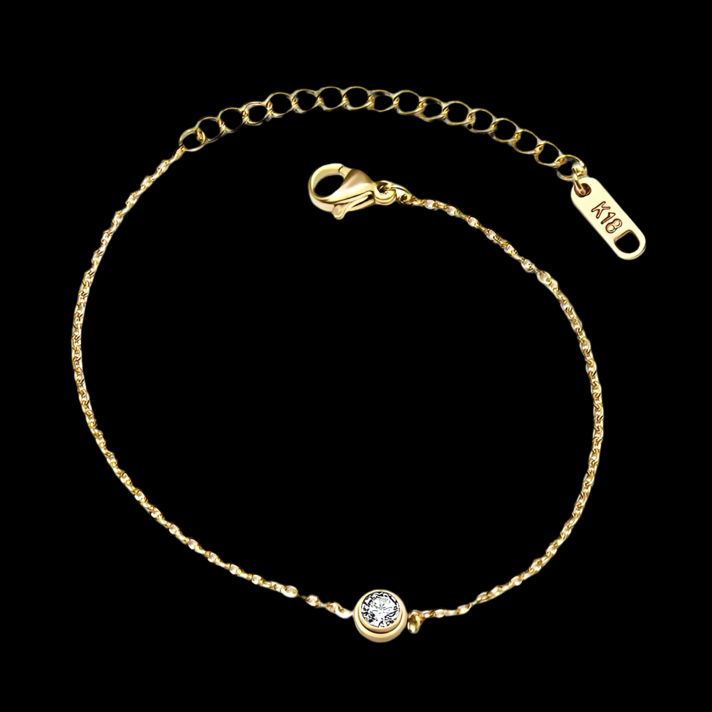 Single Zircon Bracelet | 18kt Gold Plated