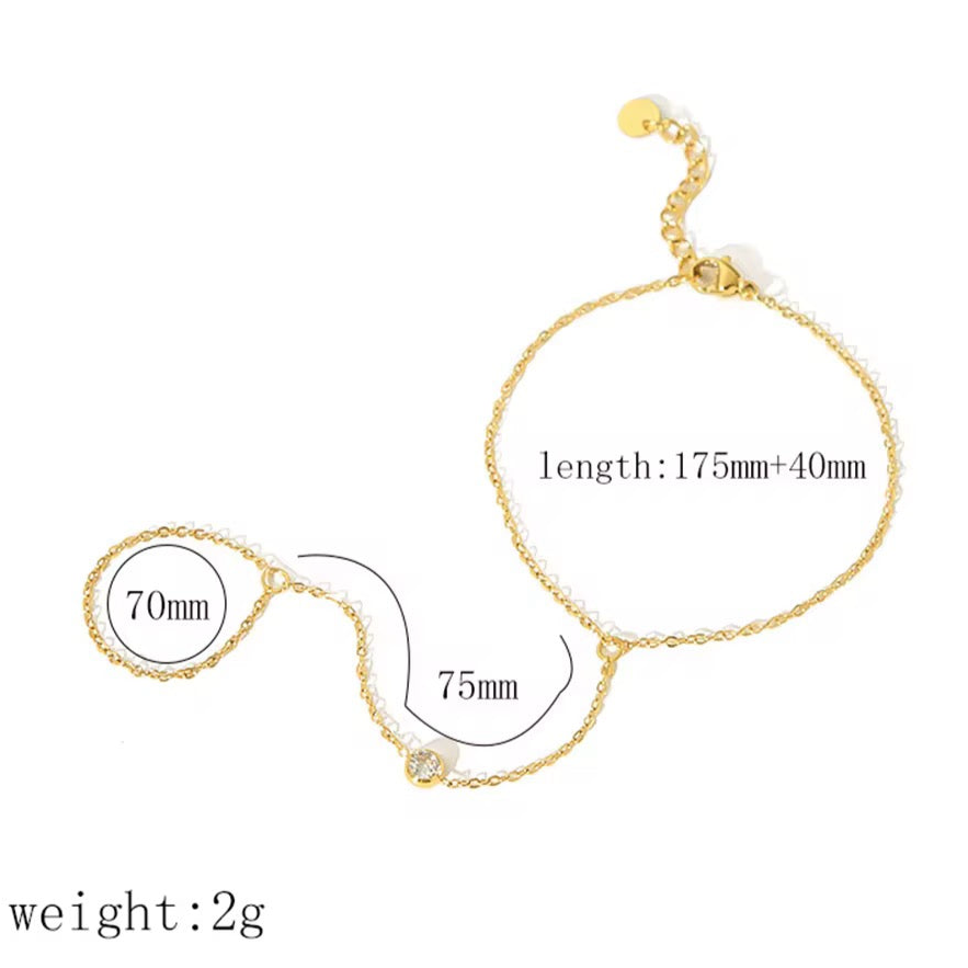 Single Zircon Hand Chain | 18kt Gold Plated