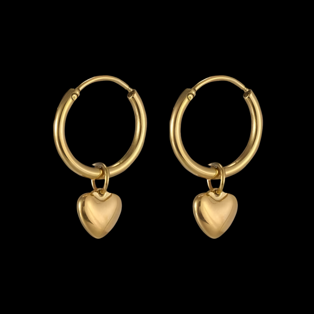 Heart Huggie Earrings | 18kt gold plated