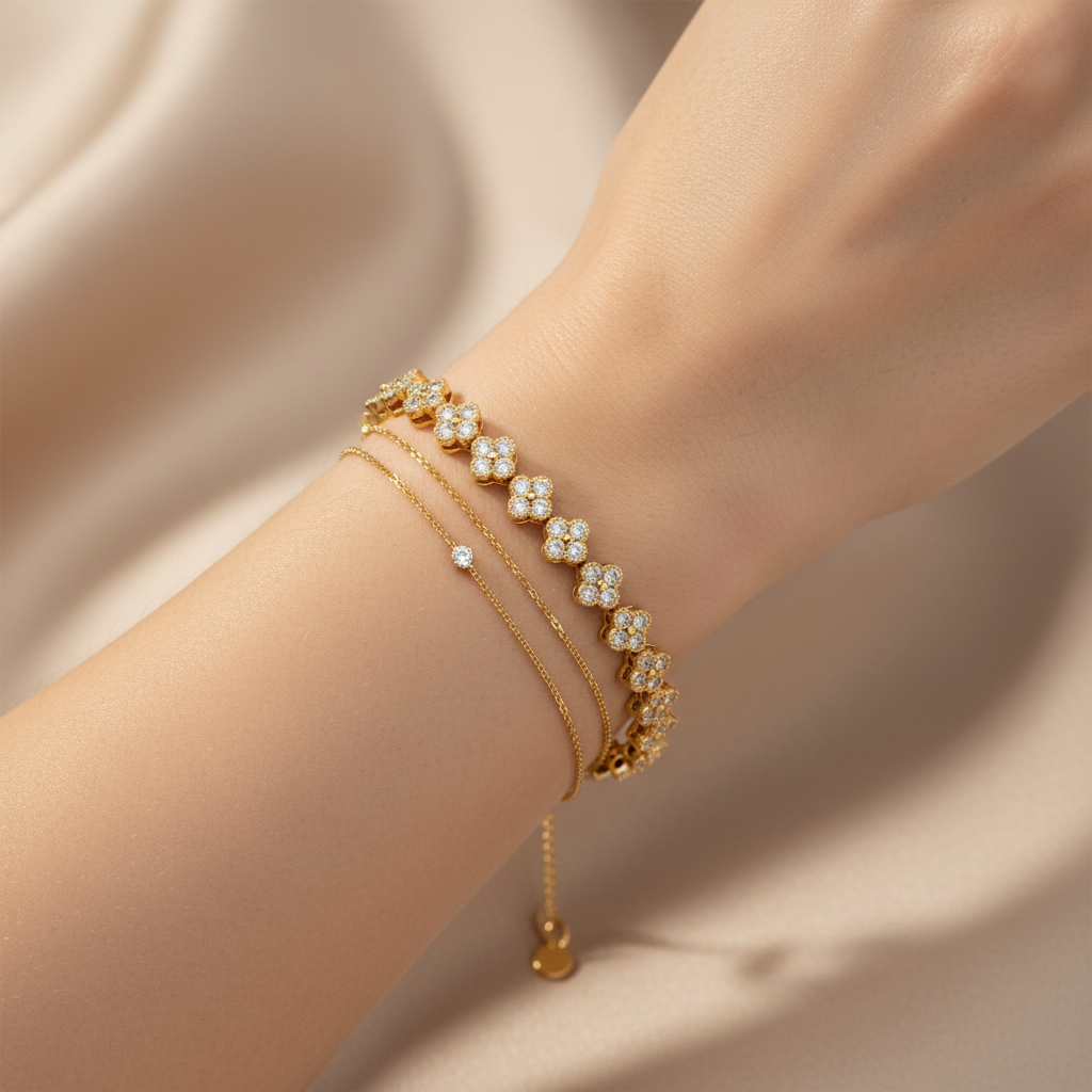 Cleo diamanté bracelet - White