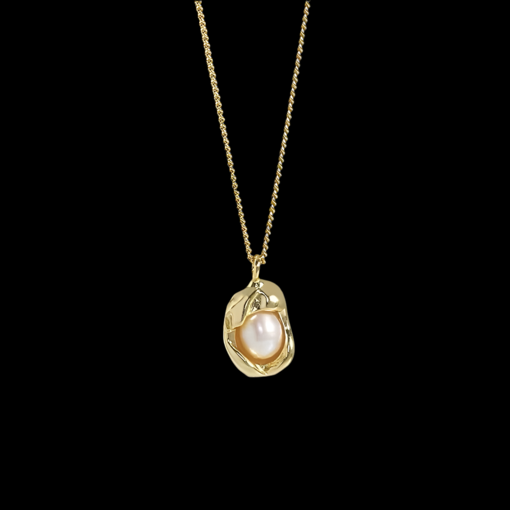 Enclosed Pearl Necklace | 18kt Gold Plated