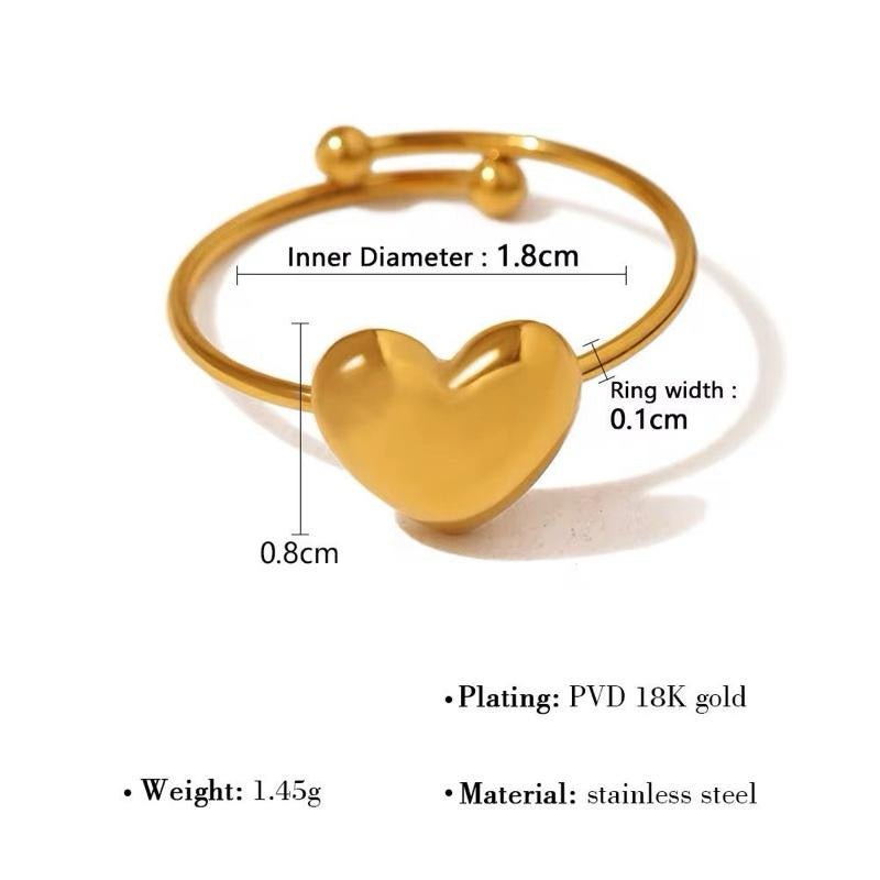 Heart Adjustable Ring | 18kt Gold Plated