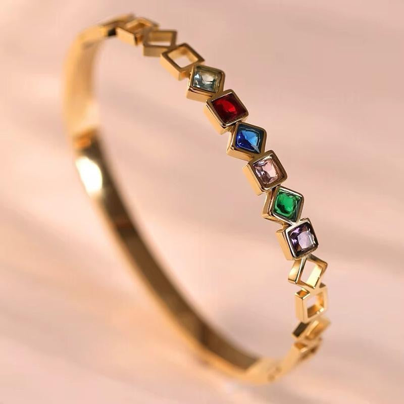 Coloured Bangle | 18kt Gold Plated