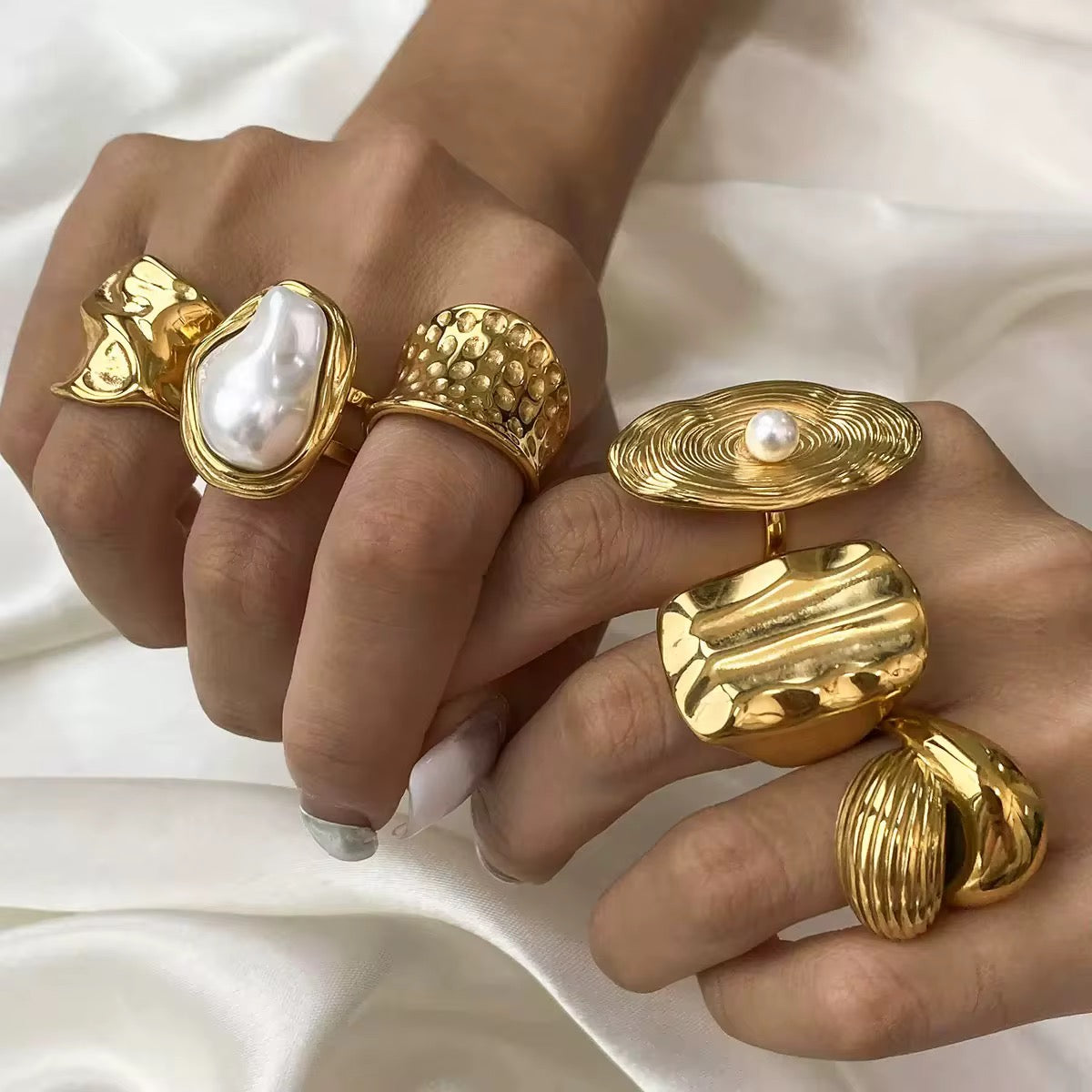 Purl Adjustable Ring | 18kt Gold Plated