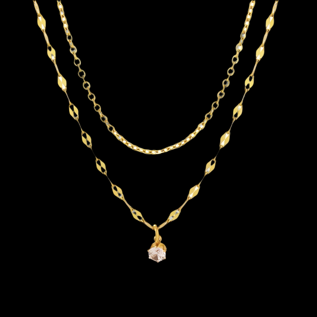 Double Zircon Necklace | 18kt Gold Plated