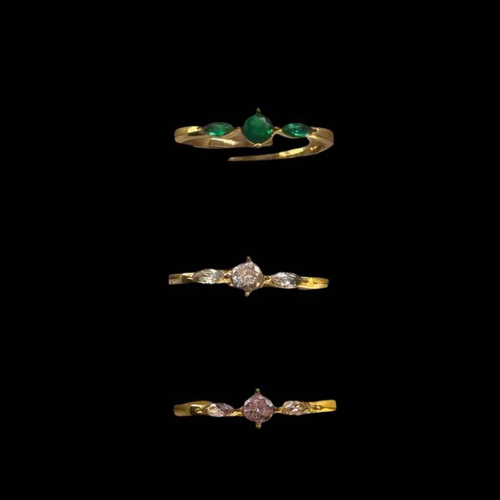Triple diamanté Adjustable Ring | 18kt Gold Plated