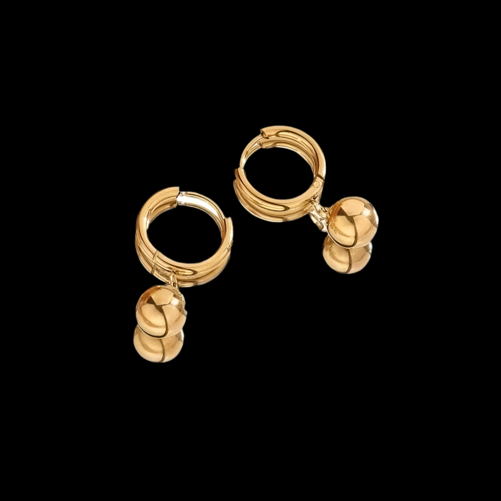 Ball hoop earrings | 18kt gold plated
