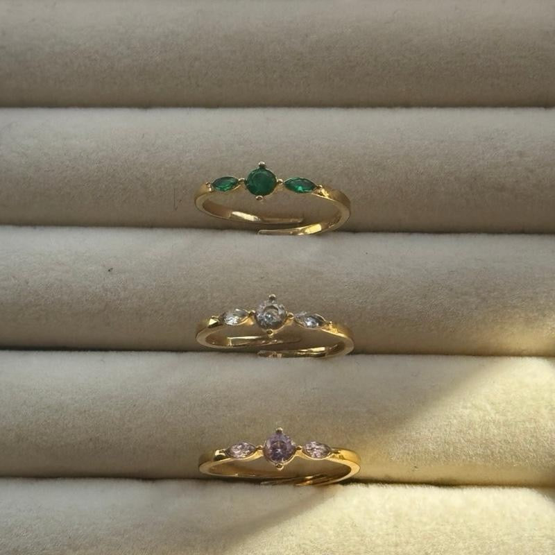 Triple diamanté Adjustable Ring | 18kt Gold Plated