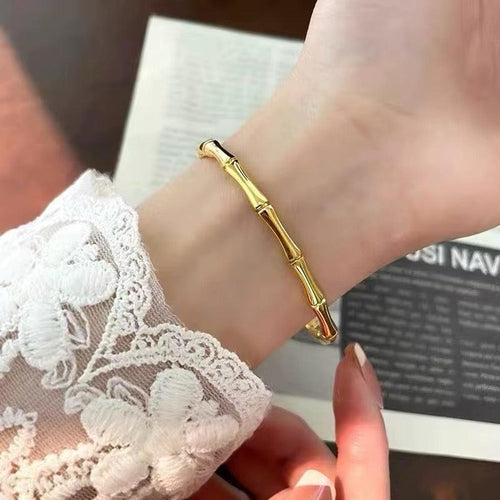 Bamboo Bangle | 18kt Gold Plated