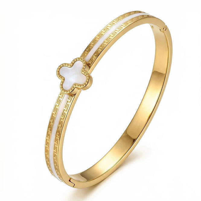 Single Clover Bangle - White