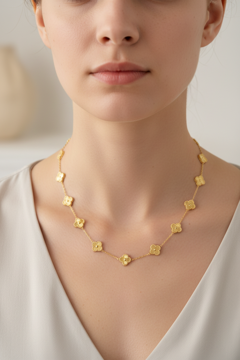 Full Clover Necklace - Gold