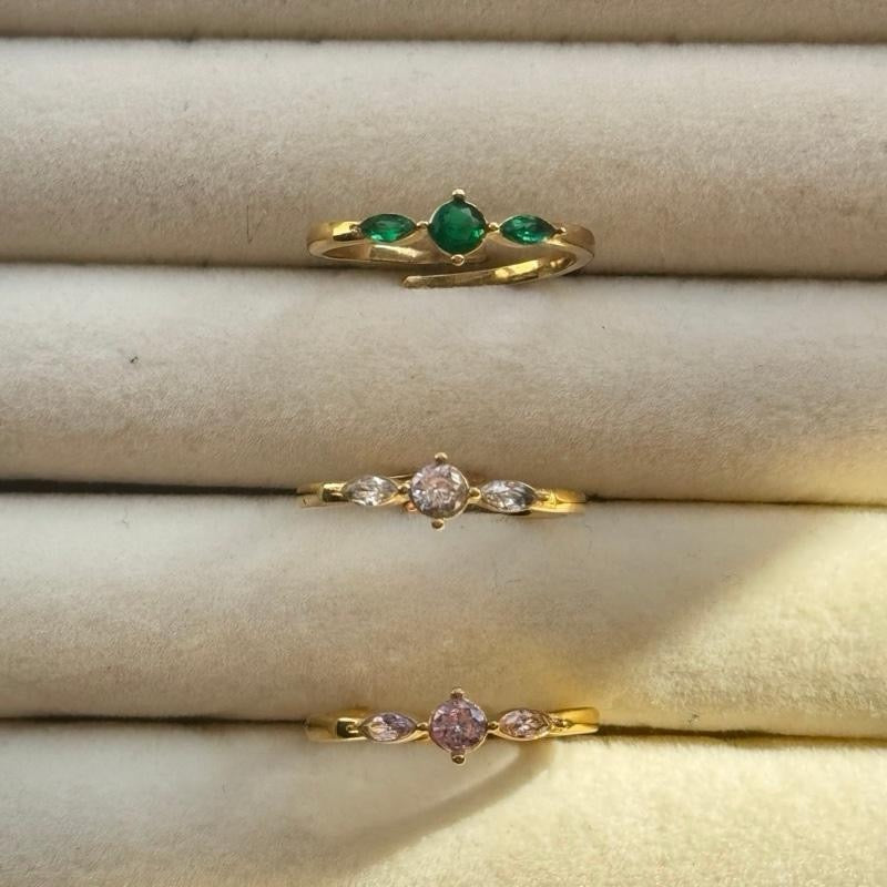 Triple diamanté Adjustable Ring | 18kt Gold Plated