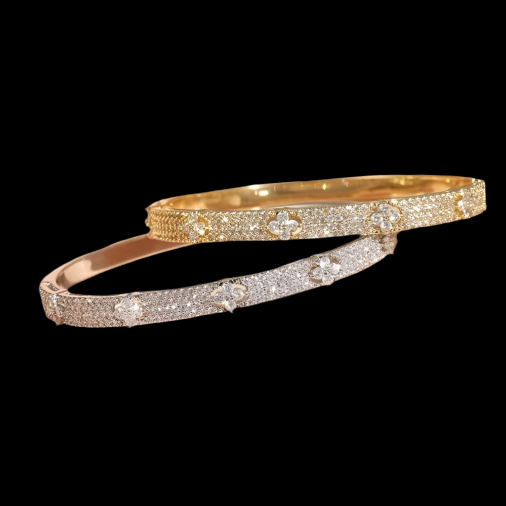 The Flower Zirconia Bangle | 18kt Gold Plated