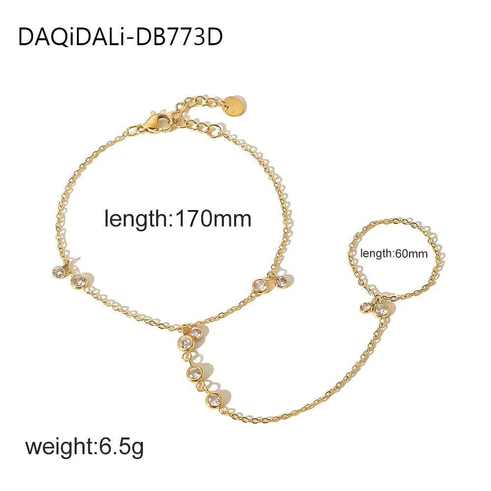 Fuller Zircon Hand Chain | 18kt Gold Plated