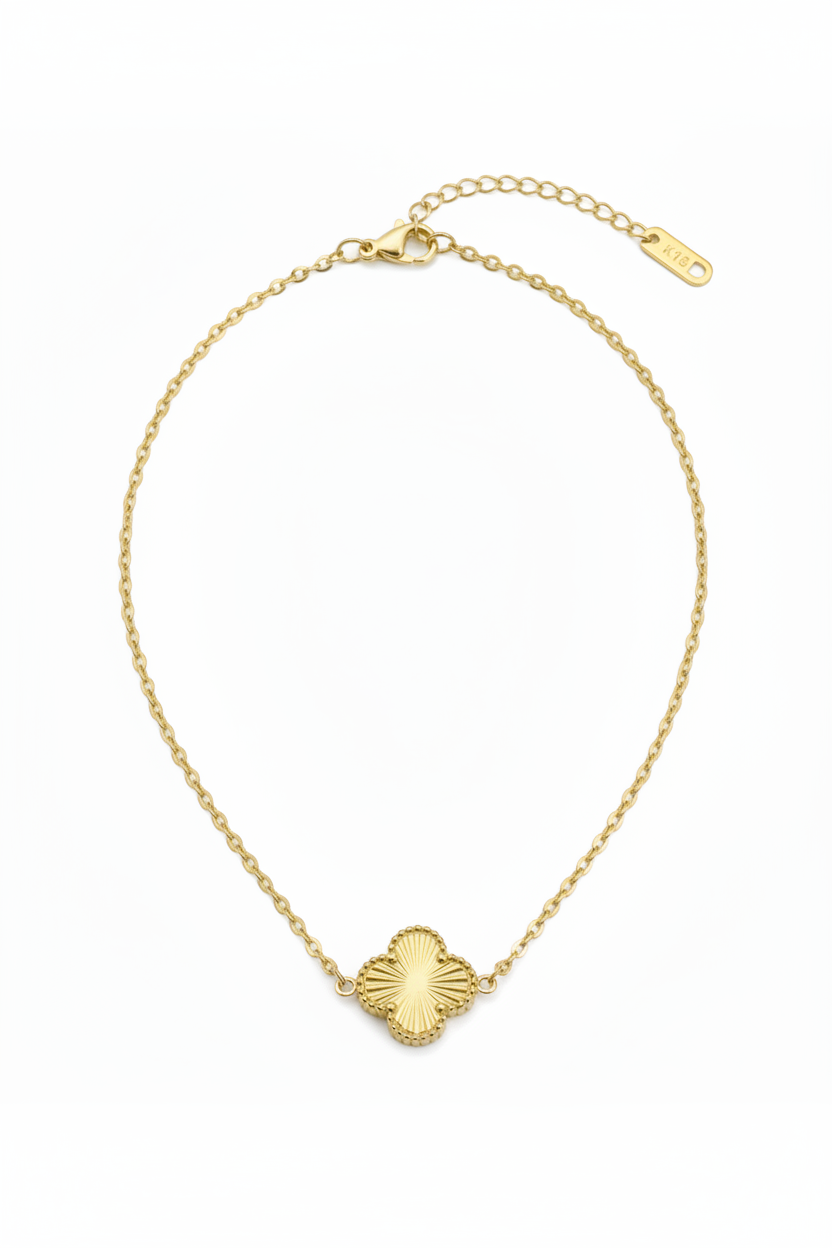 Laser Clover Necklace - Gold