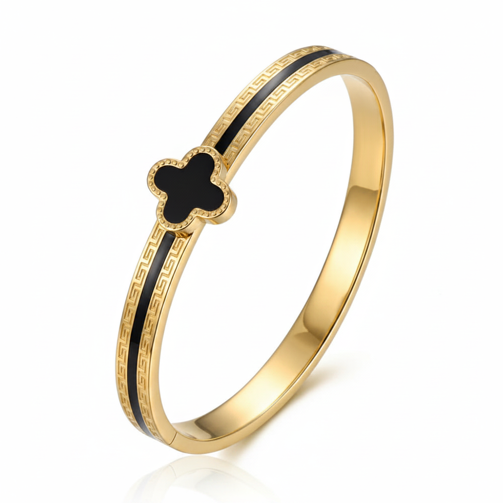Single Clover Bangle - Black