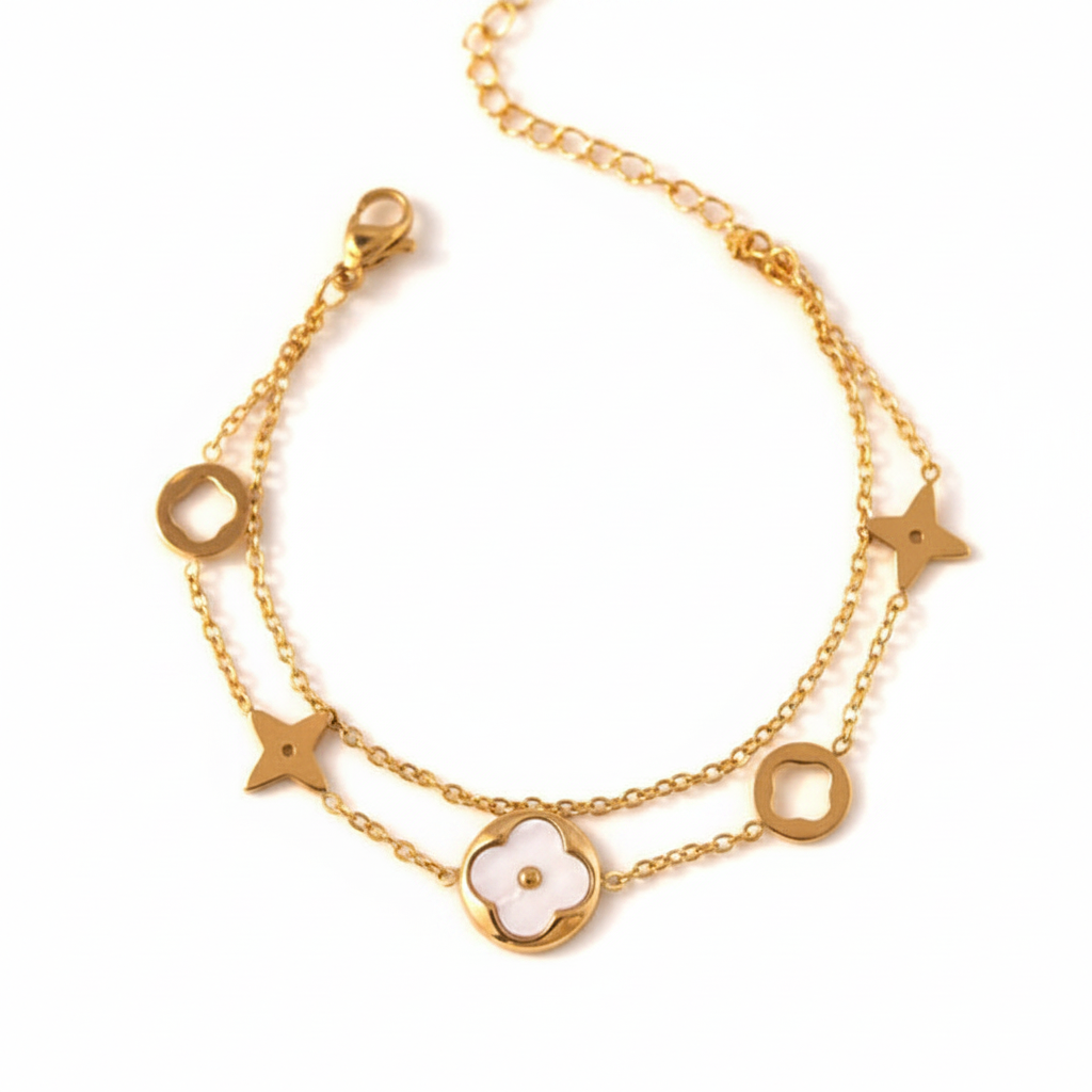 Layered Leyla Bracelet - White