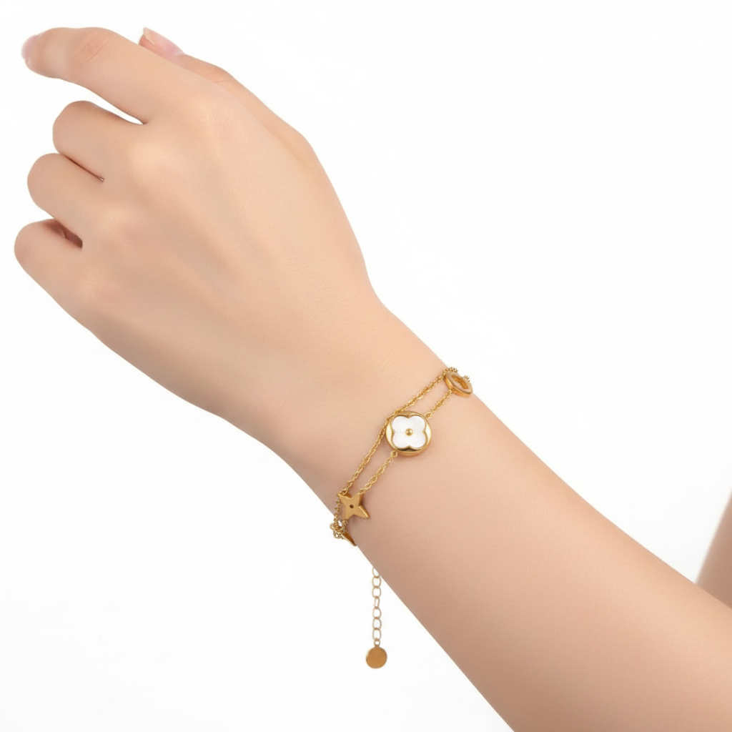 Layered Leyla Bracelet - White